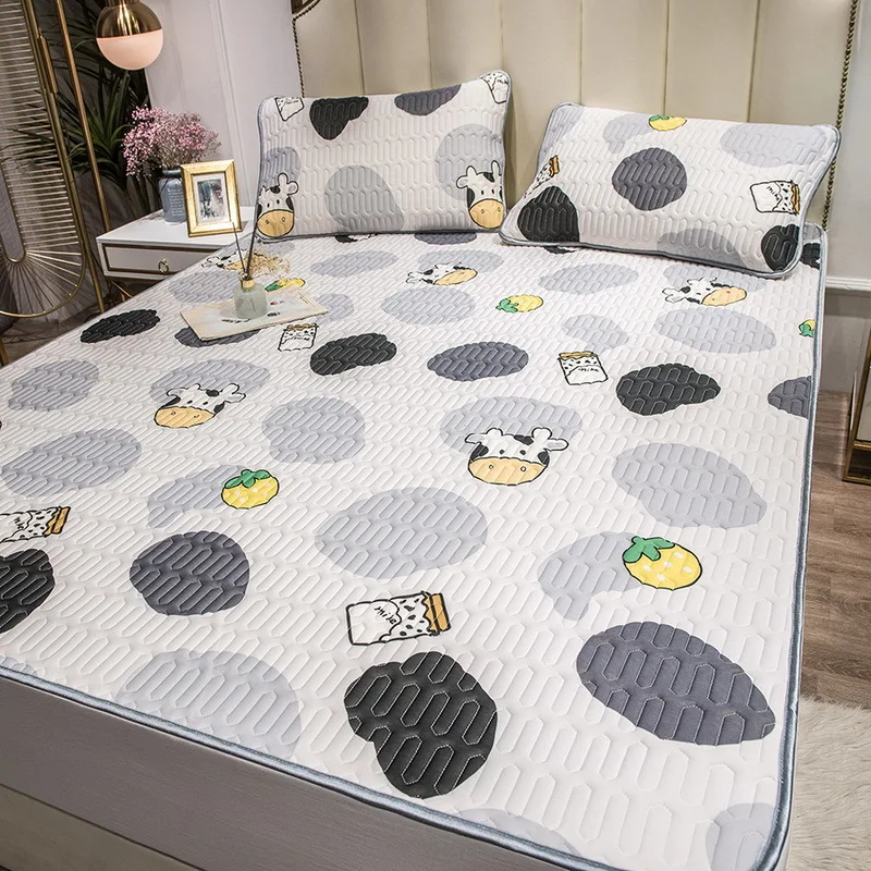 Latex Summer Mat Set 2/3 Pieces Cow Lemon Pattern White Color Bedclothes Include Pillowcases Mats Fashion For Kids Adult | Дом и сад