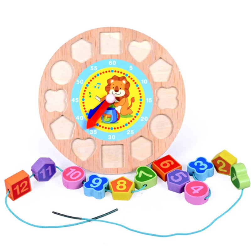 

Wooden Toy Colorful Numbers Clock Toys Digital Geometry Cognitive Matching Clock Toy Baby Kids Early Educational Puzzles