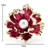 Wuli&baby 4 Colors Enamel Simulated-pearl Flower Brooche Pins Women Fashion Jewelry Badge Gift Peony Brooches ► Photo 2/6