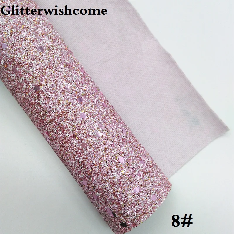 8 Glitterwishcome 30X134 см мини-рулон блестящей ткани винил, мягкий стрейч толстый блестящий кожаный винил для бантов, GM228 - Цвет: 8