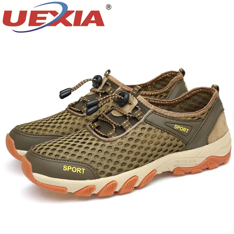 UEXIA Comfortable Men's Shoes Summer Walking Handmade Breathable Mesh Outdoor Sneakers For Spring Flats Comfortable Casual Shoe