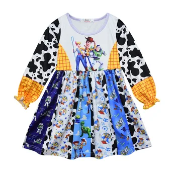 

2019 New Toy Story 4 Printed girls dress Children clothes Fashion Summer long Sleeve kids Cartoon Pretty Jessie dresses