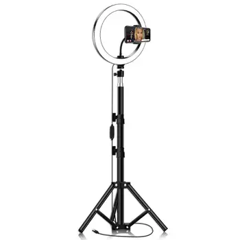

Portable LED Selfie Ring Light 10 inch High-quality Dimmable Photo Studio Light with Phone Holder Tripod Live Broadcast Props