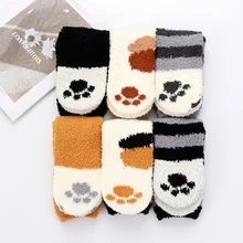 1 пара, зима, женские утепленные кашемировые носки, милые плюшевые домашние носки для сна, женские забавные носки, коралловые пушистые носки, сохраняющие тепло