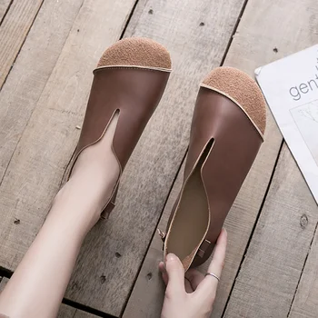 

Shallow Mouth Korean Shoes Slip-on Women's Moccasins Casual Female Sneakers Flats Round Toe All-Match 2020 Slip On Retro Boat