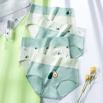 

5pc/set Women's pure cotton high waisted briefs women's cute belly lift buttock big pants head briefs PJTX 61110