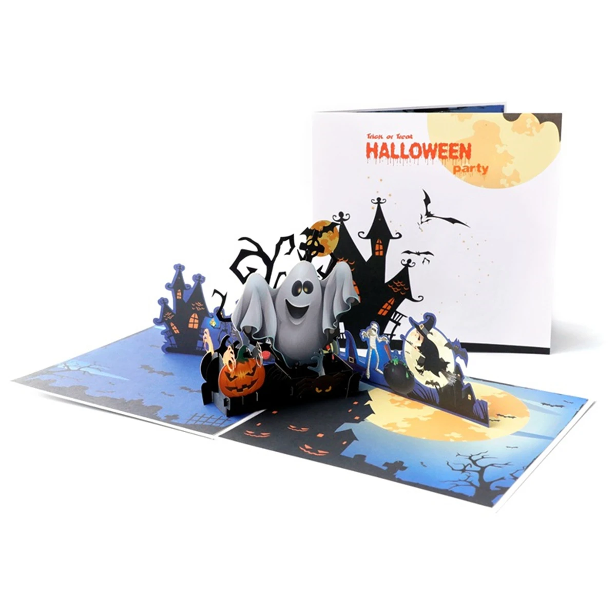  2019 Halloween Ghost Pumpkin Spider Bat Business Invitations Laser Cut 3D POP UP Greeting Folded Ca - 4000089940036