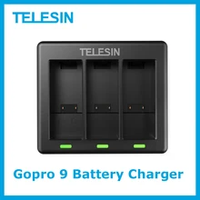 TELESIN 3 Ways Battery Charger With LED Light Charging Box for GoPro Hero 9 Black Action Camera Battery Accessories in stock