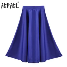 IEFiEL для девочек от 6 до 14 лет, длинная юбка макси для коктейлей, танцев, костюмы для гимнастики, бальное платье для танцев