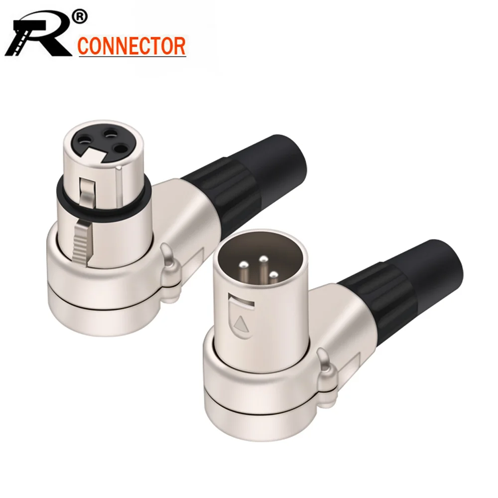 3 pole Right angle XLR connector Male Female XLR 3 Pin micphone Plug