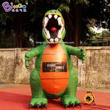 Настоятельно рекомендуется 2,8x3 м надувной зеленый динозавр мультфильм индивидуальные T-Rex модель Печать Реклама Логотип игрушка