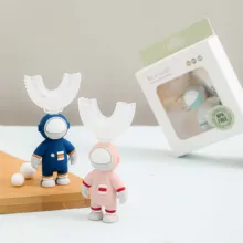 

New Baby U Shape Toothbrush Cute Astronaut 360 Degree Teeth Clean Soft Fur Baby Brush Silicone Kids Teeth Oral Care Cleaning