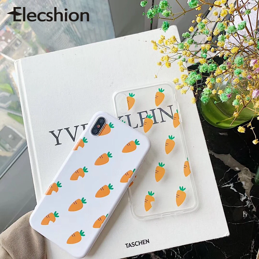 

Korea Cute Carrot Phone Case For iPhone 6 6s 7 8 X Transparent TPU Soft Cover For iPhone XR XS Max Cartoon Patterned Phone Cover