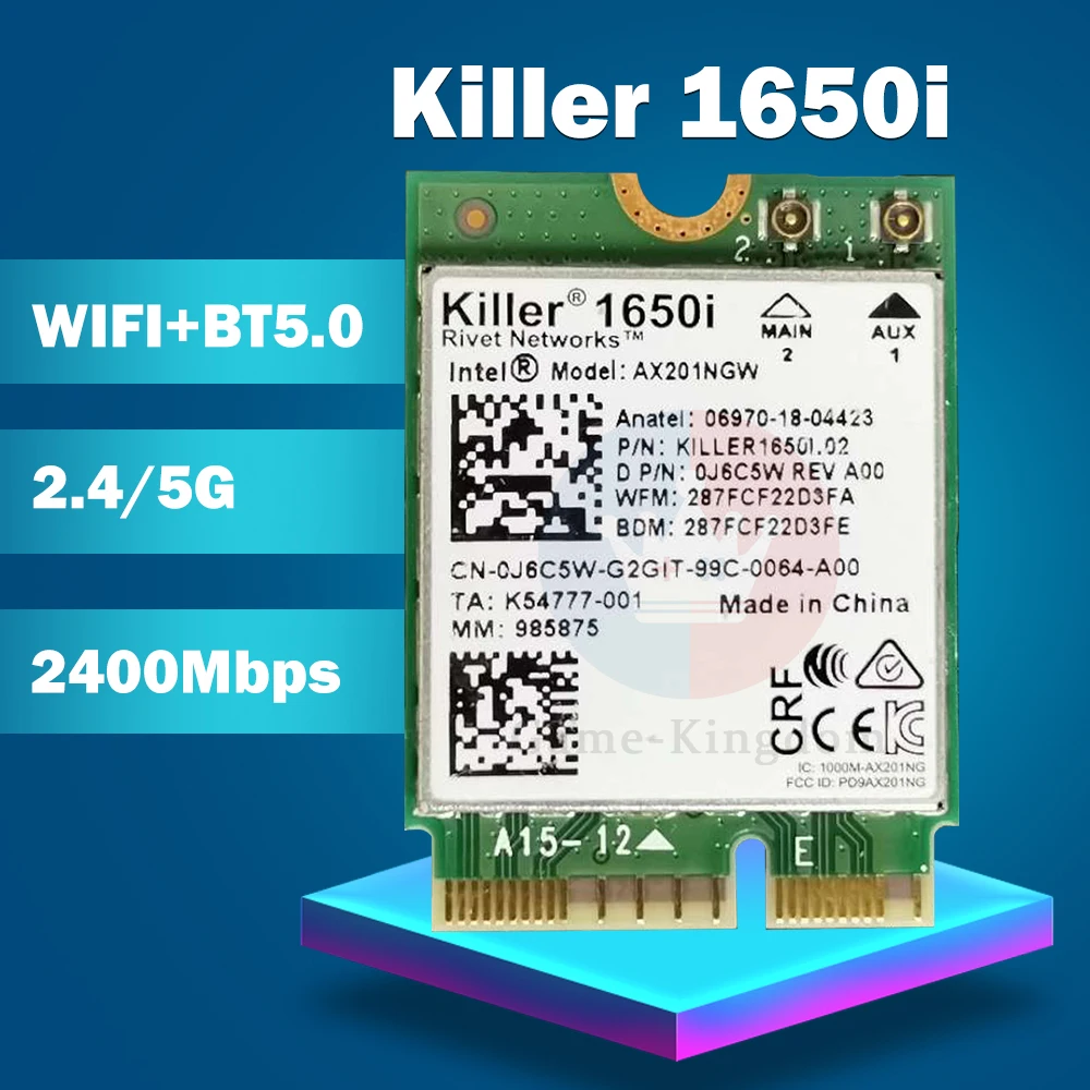 Убийца 1650i AC Dual Band 2 4 Гбит/с Беспроводной AX201 Wi Fi кард AX201NGW 802.11AX/A/B/G/N Bluetooth 5 0 ноутбук