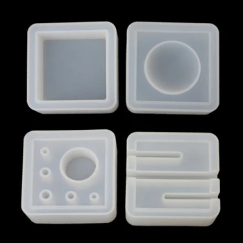 

4Pcs Silicone Mold Card Storage Pen Holder Pencil Holder Ashtray Epoxy Resin Casting Mold Office Desk Ornaments Handmade