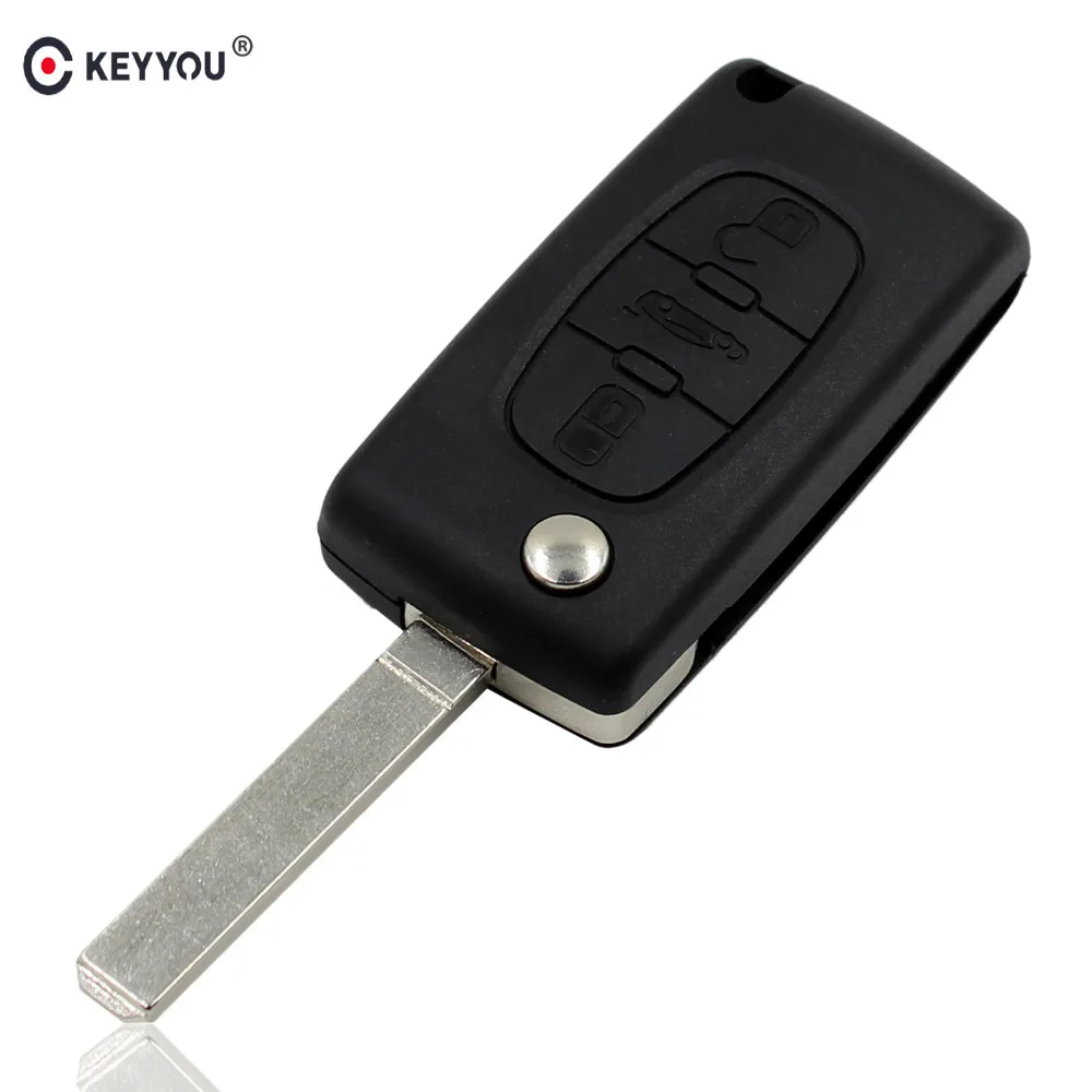 Складной чехол-брелок KEYYOU для Citroen 307 C2 C3 C4 C5 CE0523 с 3 кнопками дистанционным