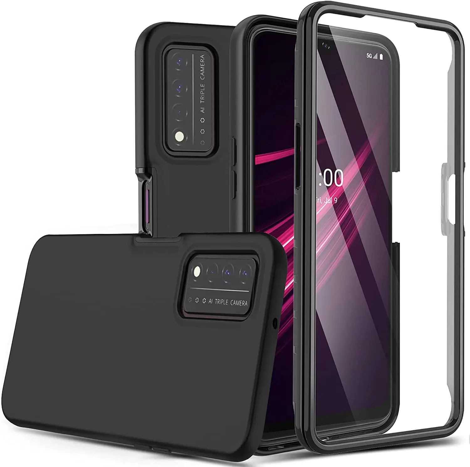 UNPEY для T-Mobile Revvl V Plus 5G Чехол со встроенной защитой экрана Противоударная мягкая