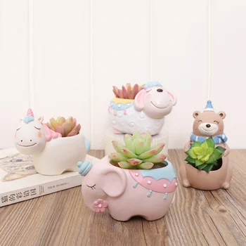 

Cartoon Animal Flower Pot Planter for Succulents Desktop Elephan Lamb Bear Vase for Mini Bonsai Home Garden Decoration