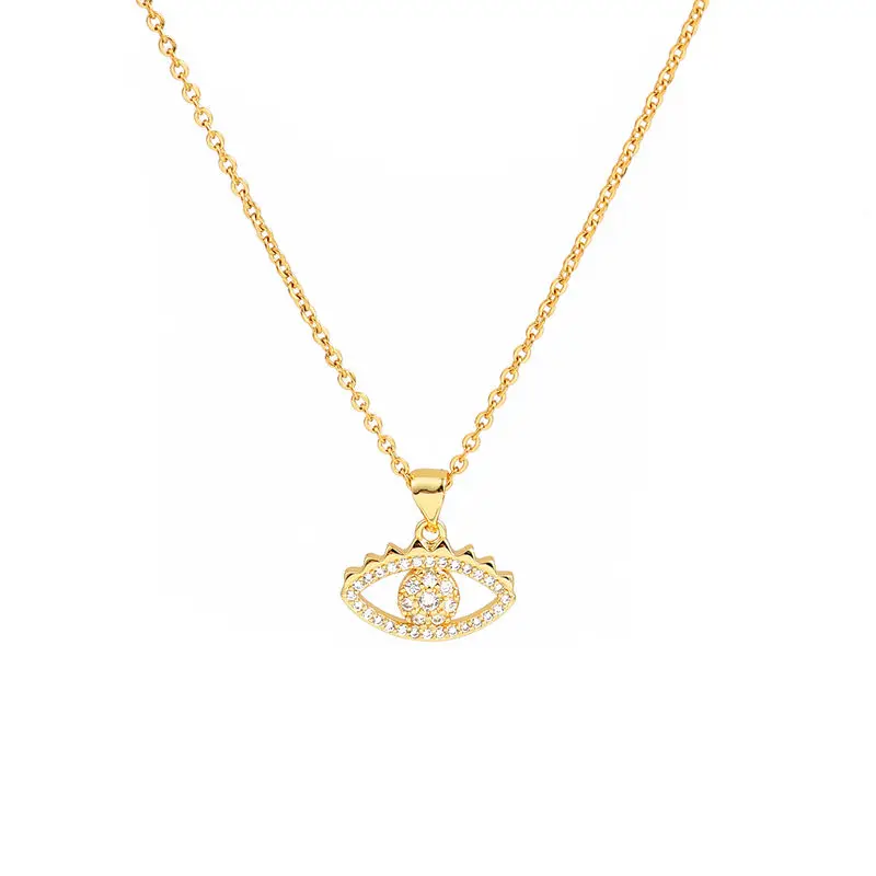 

Fashion Stainless Steel Micro Paved Necklace Gold Eye Clear Cubic Zirconia Necklaces Women Jewelry Gifts 45cm Long, 1 PC