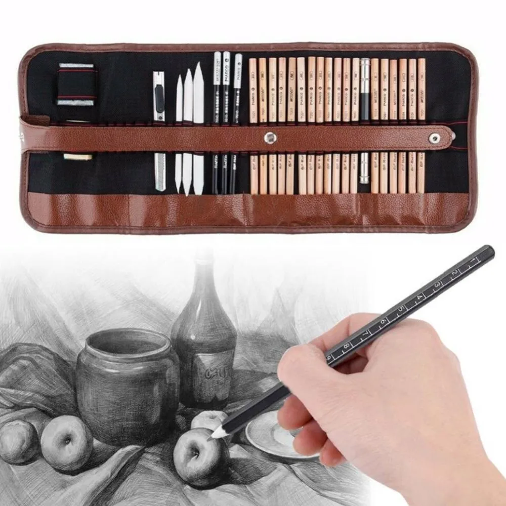 Lápis de Carvão Kit com Lápis de Grafite Marley Pces Profissional Esboço & Desenho Arte Ferramenta Papel Caneta Apagável Artesanato Knit 29 7 arte ferramenta kit com lápis de grafite,