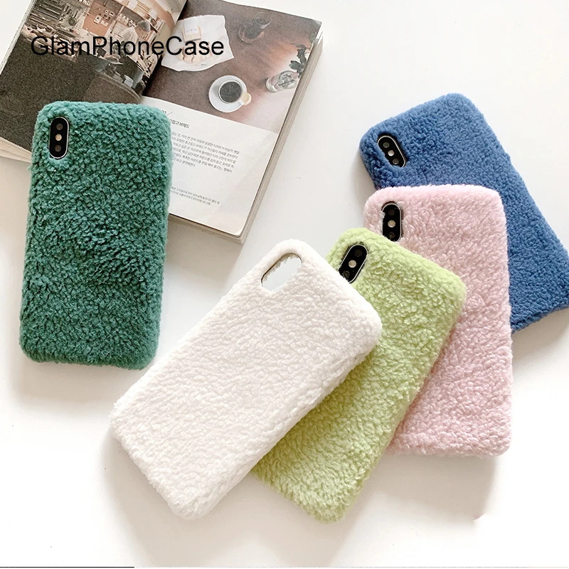 GlamPhoneCase сплошной цвет плюшевый чехол для iPhone X XS Max XR Мягкий силиконовый 7 8 6 6s Plus