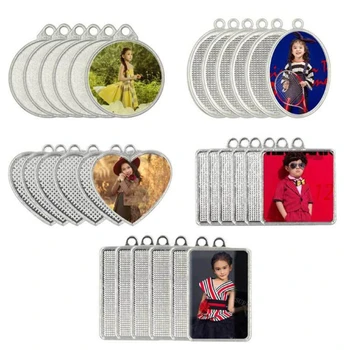 

100Pcs 5 Styles Double Sided Pendant Trays With Bright Glass Cabochon Dome Tiles for Crafting DIY Jewelry Gift Making