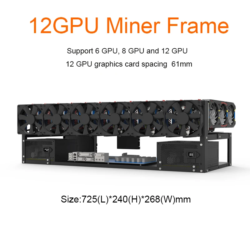 Стальная рама для майнинга 12 GPU чехол с открытым воздухом ETH/ETC/ZEC Ethereum аксессуары