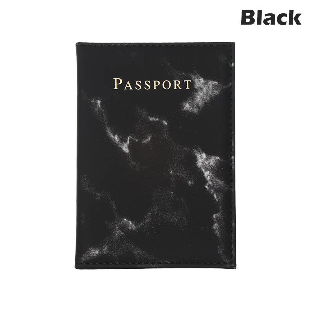 Мраморный узор из искусственной кожи Обложка для паспорта водонепроницаемый чехол для путешествий держатель для кредитных карт симпатичная Обложка для паспорта карта пакет - Цвет: Черный