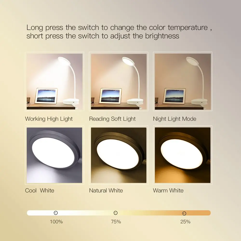  USB Rechargeable Led Desk Lamp Flexible Gooseneck Touch Dimming Table Lamp Clip On Lamp For Book Be - 4000089716180