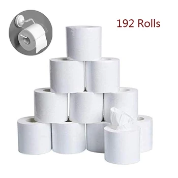 

192 Rolls 4-Layer Jumbo Roll Toilet Paper Soft Native Wood Soft Toilet Paper Pulp Home Rolling Paper Strong Water Absorption