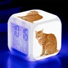 Reloj Despertador Digital con diseño de gato Kawaii, figura de acción con 7 tipos de cambio de colores, Led, regalo para niños ► Foto 2/6