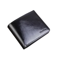 

Men's Short Zipper Hasp Oil Wax Leather Multi-Functional Wallet