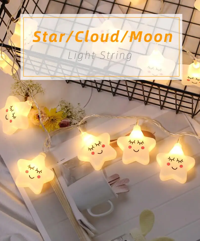 pink fairy lights Cloud Led String Lights Fairy Bedroom Star Moon Curtain Garland Lamp Christmas Wedding Holiday Garden Decoration Outdoor Party white fairy lights