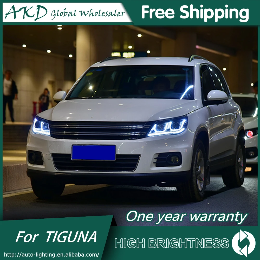 Discount Headlights For Car VW Tiguan 2009-2012 DRL Daytime Running Lights Head Lamp LED Bi Xenon Bulb Fog Lights Tuning Car Accessories 4