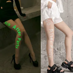 Fashion Woman Sexy Transparent Tights Luminous Inscriptions Tights with Patterned Tattoos Pantyhose New Transparent Women Hose