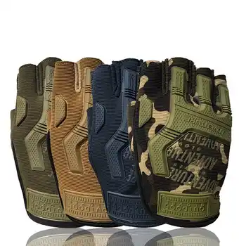 

Army Military Combat Hunting Shooting Tactical Hard Knuckle Half Finger Outdoor Cycling/Hunting/Climbing Gloves Army Fingerless