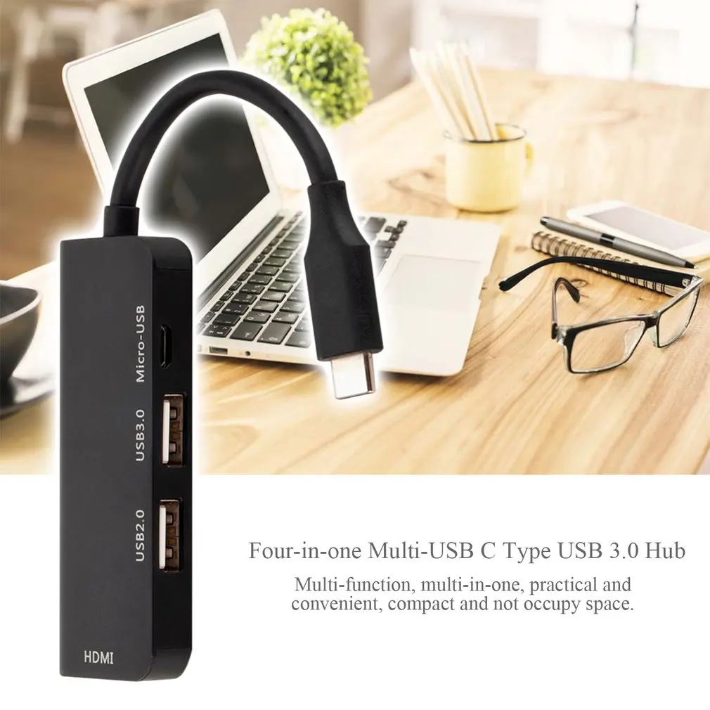 1 шт. серый алюминиевый сплав 4 в 1 USB-C к тип-c 3 USB 3,0 концентратор HDMI RJ45 Ethernet Micro SDTF OTG адаптер