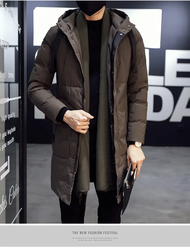 Amoy Supply of Goods New Products Men High Quality Winter Large Size Mid-length Cotton-padded Clothes Warm Thick Men's Solid Col