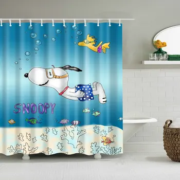 

Dafield Shower Curtain Snoopy Peanuts Cartoon Dinosaur Seaworld Owl World Map Nautical Fabric Bathroom Boys Girls Kids