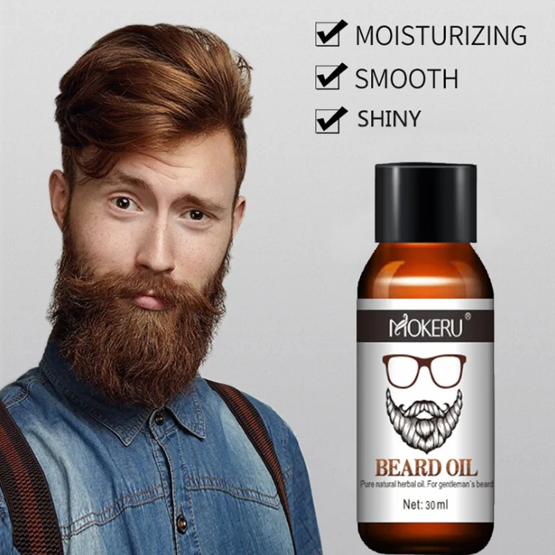 

1PC 30ml Mokeru 100% Natural Organic Beard Growth Oil For Men Beard Grooming Treatment Shiny Smoothing Beard Care