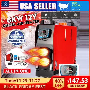 

4 Hole Car Heater All In One 12V 1KW-8KW Air diesels Heater For Trucks Motor-Homes Boats Bus +LCD Screen+English Remote