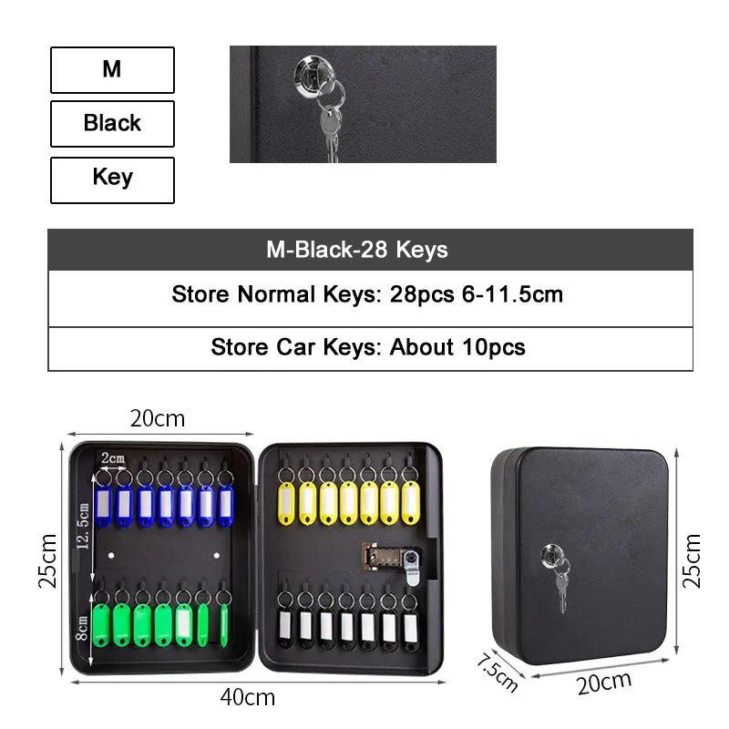 M-Black-Key Многофункциональный Безопасный ящик для хранения комбинации/ключ замок запасные ключи автомобиля Органайзер коробка для домашнего офиса магазин с фабрики - Цвет: M-Black-Key