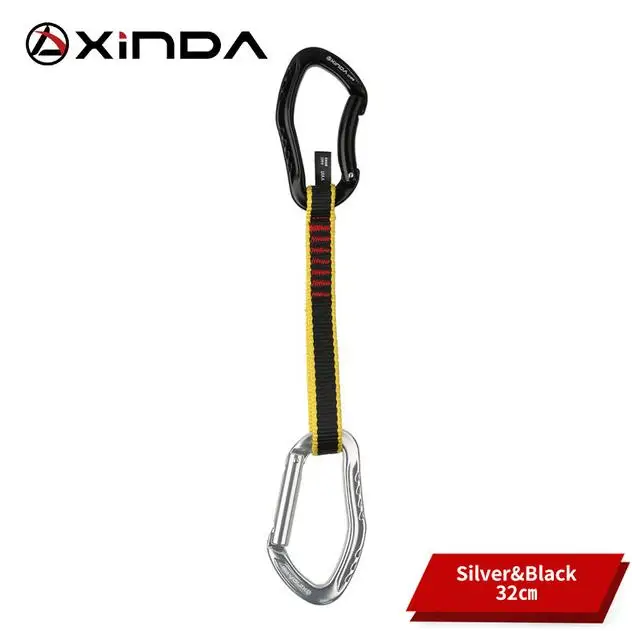 Black Sliver 32cm Профессиональные скалолазание Quickdraw карабины слинг безопасности замок удлинители прямой изогнутый Карабин Открытый защитные наборы - Цвет: Black Sliver 32cm