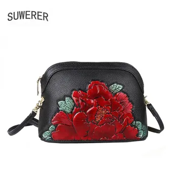 

SUWERER Women Genuine Leather Bags Fashion luxury handbags women bags designer cowhide leather shoulder bag women