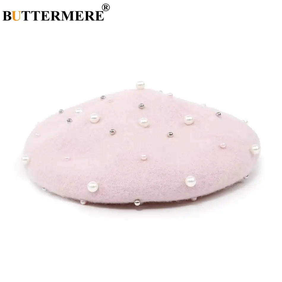 Pink beret with pearls Clearance