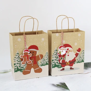 

DIY Paper Bag 24pcs Festivals Christmas Square Bottom Tote Xmas Decoration