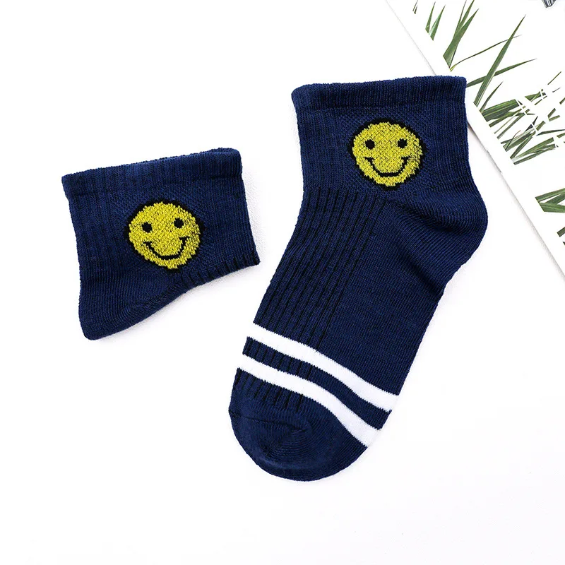 LJIQQ 5 pairs women socks sports socks low tube socks new spring and summer smiley college wind socks hot sell