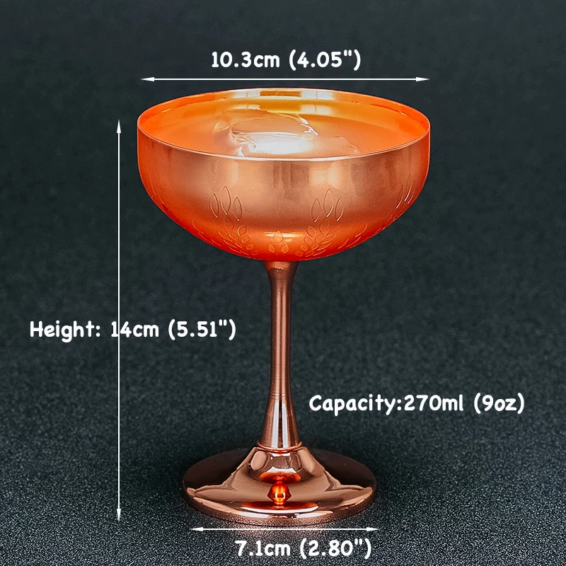 Stainless Steel Martini Cocktail Glasses