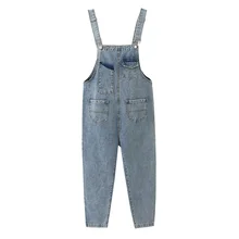 Pengpious Ретро потертый джинсовый комбинезон для школьниц джинсовый комбинезон для женщин с карманами