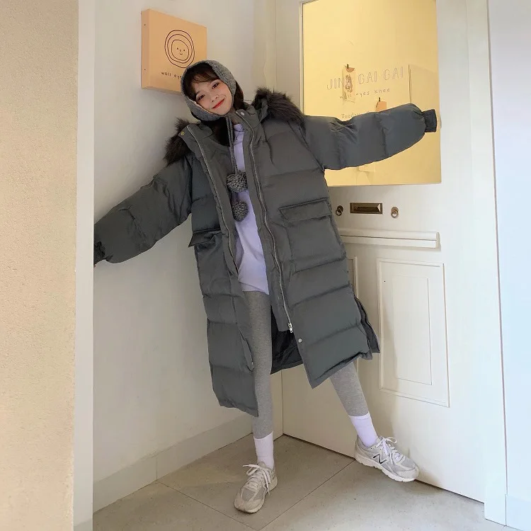 Winter Jacket Women Padded Jacket long Thick Down cotton Parkas female loose Fur Collar Winter Warm Coat For Women MY05